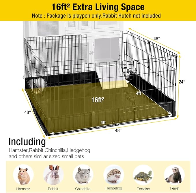 Aivituvin Pet Playpen Guinea Pig Cage Small Animal Rabbit Exercise Pen with Waterproof Floor Liner - Extension Playpen ONLY-PurrikoPets