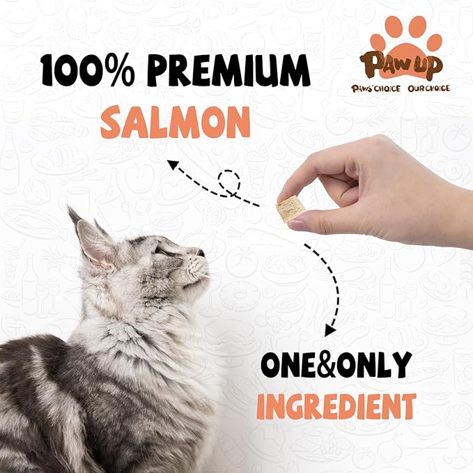 Freeze Dried Salmon Cat Treats, Single Ingredient Raw Cat Food Toppers, Healthy Training Treats for Dogs, Cats, 3.8 oz-PurrikoPets