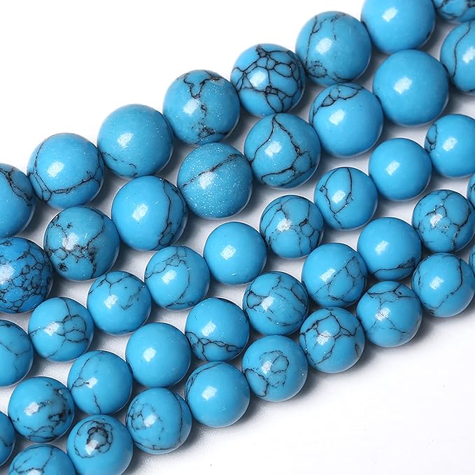 38PCS 10mm Natural Stone Beads Blue Turquoise Round Loose Gemstone Beads for Jewelry Making DIY Bracelet Necklace 15 Inch,Energy Stone Healing Power