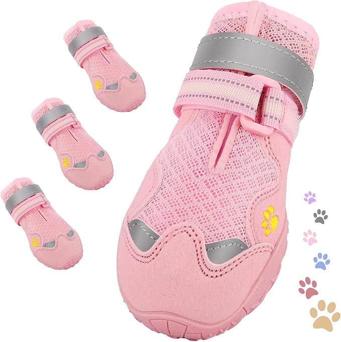 Dog Shoes for Large Medium Small Dog, Mesh Breathable Dog Shoes for Hot Pavement, Anti-Slip Dogs Boots Paw Protectors with Reflective for Outdoor Walking Indoor Hardfloors (Size 8)-PurrikoPets