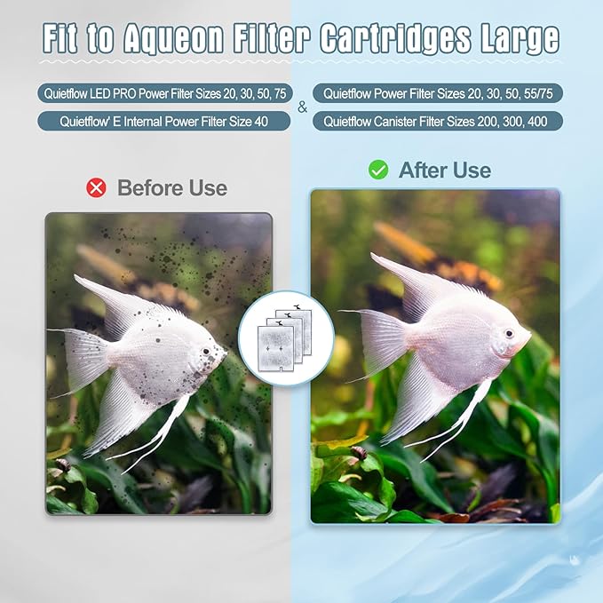 12 Pack Large Filter Cartridges Compatible with Aqueon QuietFlow Power Filter Size 20,30,50,75 & E Internal Power Filter Size 40 & Canister Filter Size 200/300/400 & Zilla Large Filter-PurrikoPets