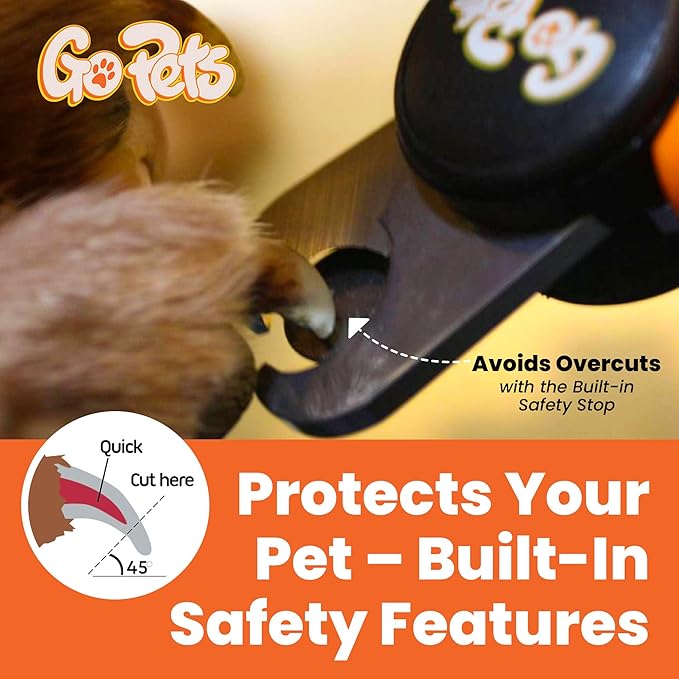 GoPets Nail Clipper for Large Sized Pets, Quick Sensor Safety Guard, Heavy Duty Trimmer for Thick Nails, Stainless Steel Blades, Grooming Tool for Dogs & Cats, Non-Slip Handle, Built-in Nail File-PurrikoPets