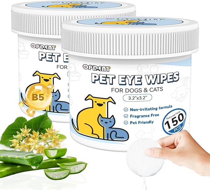 Eye Wipes for Dogs & Cats - Tear Stain Remover for Dogs - Dog Eye Cleaner, Eye Debris, Discharge, Mucus Secretions - Eye Wipes for Dogs & cat Eye Wipes (3.2 in,300pcs)-PurrikoPets