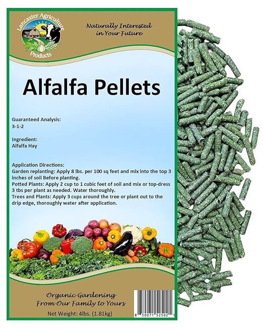 Alfalfa Meal Pellets 4 Pounds Organic Fertilizer for Flowers, Vegetables & Trees - Ideal Rabbit Food, Hamster Food, Timothy Hay Alternative - Lancaster Agriculture Products-PurrikoPets