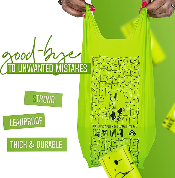 100% Certified Home Compostable Dog Poop Bags with Handles - 10% to Charity - ASTM D6400 & EN 13432 Compliant - 120 x Plant Based X Large Compostable Poop Bags (10 Rolls)-PurrikoPets