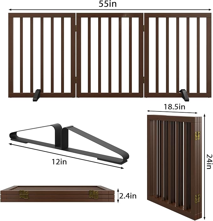 Dog Gate for Stairs,Foldable Dog Gate for Indoor Doorways House,Freestanding Pet Gates for Dogs,Doogie Puppy Fence Gate-PurrikoPets