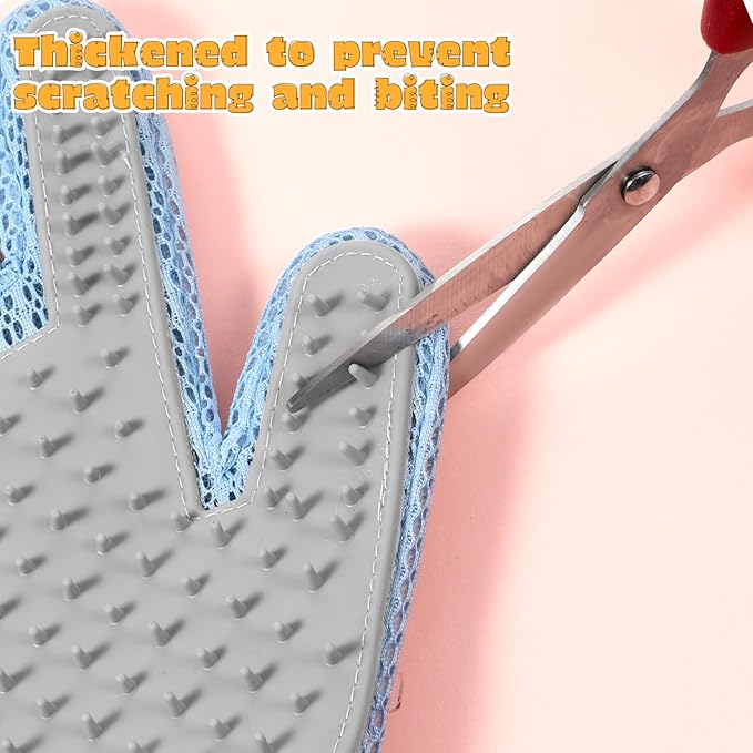 2 in 1 Pet Grooming Glove for Cats & Dogs, Efficient Deshedding Brush Pet Long Short Fur Removal Glove, Gentle Massaging Puppy Kitten Bathing Grooming Brush Tool, Easy Clean Floating Hair Mitt-PurrikoPets