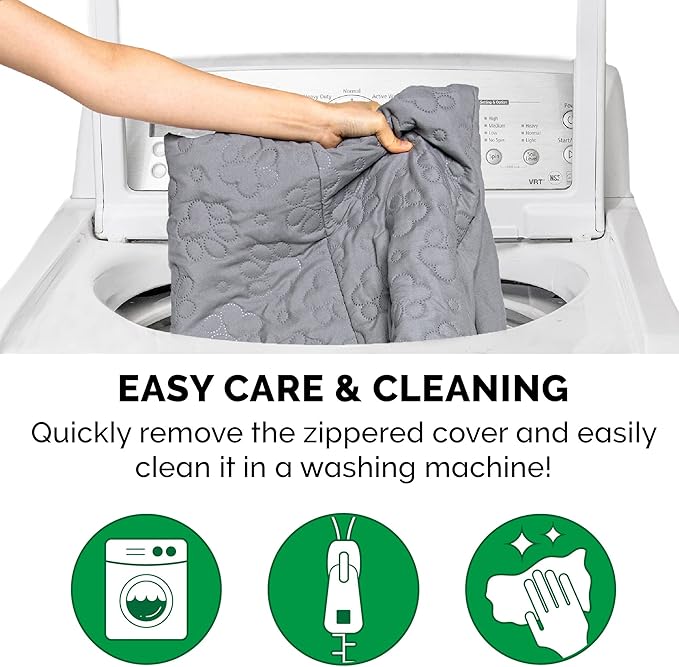 Furhaven Cooling Gel Dog Bed for Large/Medium Dogs w/ Removable Bolsters & Washable Cover, For Dogs Up to 55 lbs - Pinsonic Quilted Paw L Shaped Chaise - Titanium, Large-PurrikoPets