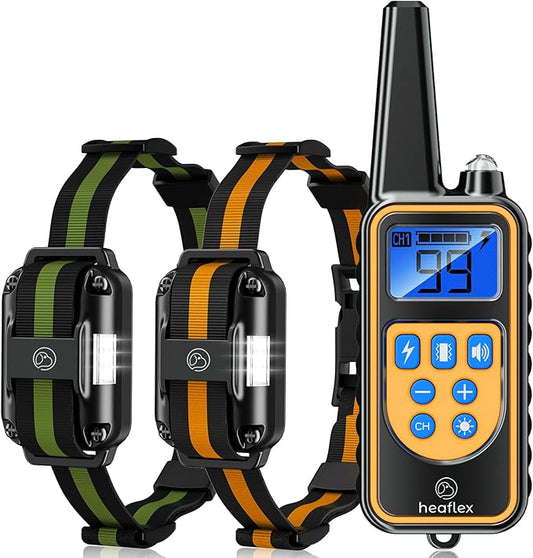 Electric Dog Training Collar with Remote 1640FT, E-Shock, Safe Training Modes, Rechargeable IP67 Waterproof Collars for 2 Dogs-PurrikoPets