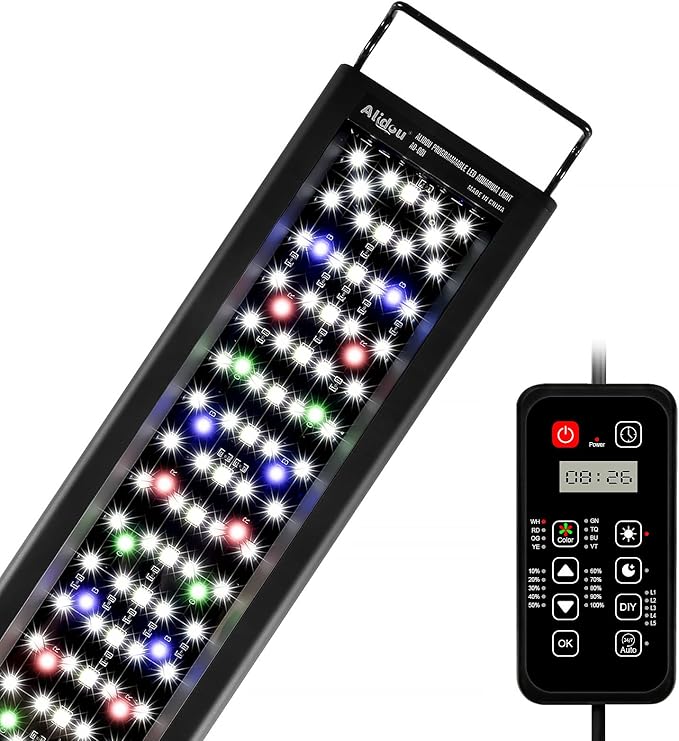 Advanced 7-Row LED Aquarium Light, Easy Setup Controller, Auto On Off Full Spectrum Fish Tank Light, 24/7 Lighting Cycle, 8 Colors, 10 Level Dimming, 48W for 36"-42" Freshwater Planted Tank-PurrikoPets
