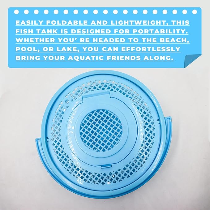 Foldable Small Aquarium, Portable Fish Tank, Fish Transport Container, Plasitc Fish Bowl, Beginner Tank, Great Concept for Catching and Release Critters, Beach, Pool and Lake-PurrikoPets