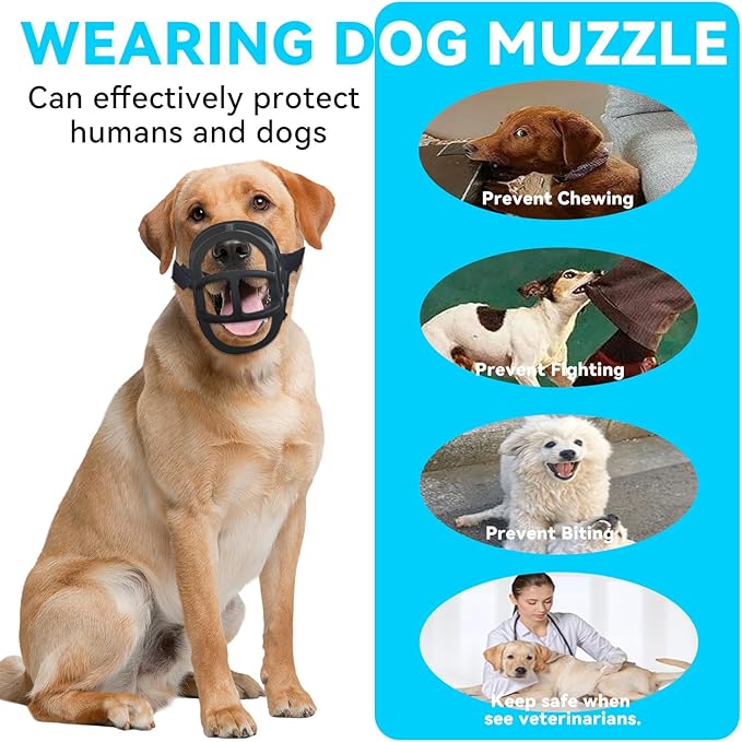 Dog Muzzle, OKKIC Basket Muzzle Anti Biting Chewing, Sturdy Lightweight Muzzle Allows Panting Drinking,Muzzle for Small Medium Large Dogs, Suitable for Grooming Trimming Training (Black, Size5)-PurrikoPets