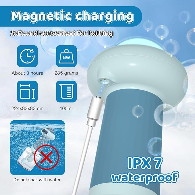 Electric Dog Shampoo Dispenser,IPX7 Cat Shampoo Sprayer,Pet Bath Supplies Automatic Foaming Shampoo Dispenser for Dog Deep Cleaing,Kitchen Sink，Bathroom Blue-PurrikoPets