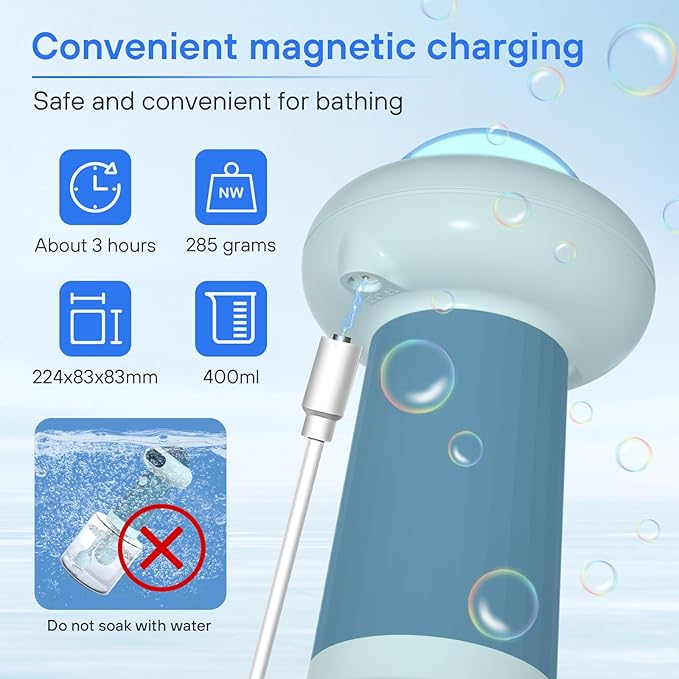 Dog Shampoo Dispenser, UFO Dog Shampoo Sprayer, Electric Foaming Shampoo Dispenser for Dog and Cat Washing, for Bathtub, Kitchen Sink, Bathroom Cleaning, Blue-PurrikoPets