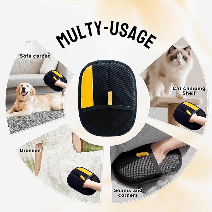 5PCS Pet Hair Removal Glove Set for Cats & Dogs, Newly Electrostatic Pet Hair Gloves, Reusable Cat Dog Grooming Gloves Magic Brush Pet Hair Remover Tool for Furniture Couch Carpet Car Seat Clothes-PurrikoPets