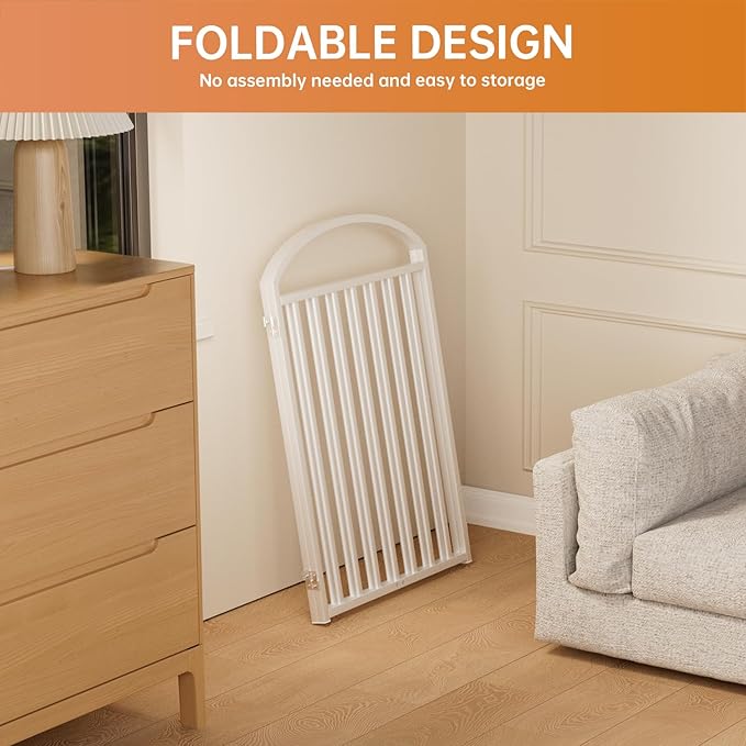 2 Panles Full Matel Freestanding Dog Gates with Door, 48"Extra Wide 32"Tall Free Standing Dog Pet Gate for Indoor & Outdoor. Foldable Pet Fences for Doorways, House, Stairs, Porch, Deck, Yard-PurrikoPets