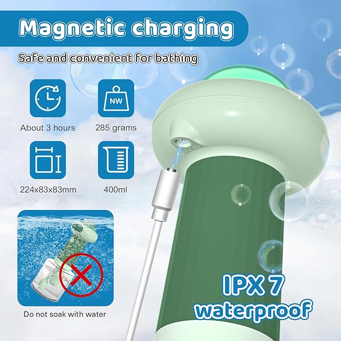 Electric Dog Shampoo Dispenser,IPX7 Cat Shampoo Sprayer,Pet Bath Supplies Automatic Foaming Shampoo Dispenser for Dog Deep Cleaing,Kitchen Sink，Bathroom Green-PurrikoPets