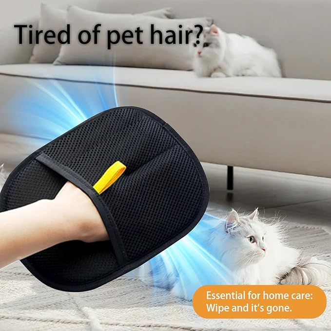 3pcs Reusable Electrostatic Pet Hair Remover Glove - Cat & Dog Grooming Gloves for Deshedding, Washable Hair Removal Tool for Furniture, Carpet, Clothes-PurrikoPets