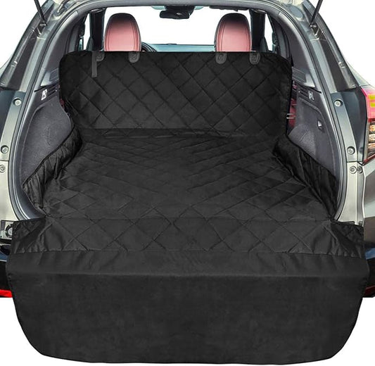 F-color SUV Cargo Liner for Dogs, Upgraded Extra Large Water Resistant Pet Cargo Cover Dog Seat Cover Mat for SUVs with Bumper Flap Protector, Non-Slip, Wear-Proof, Universal Fit, Black-PurrikoPets