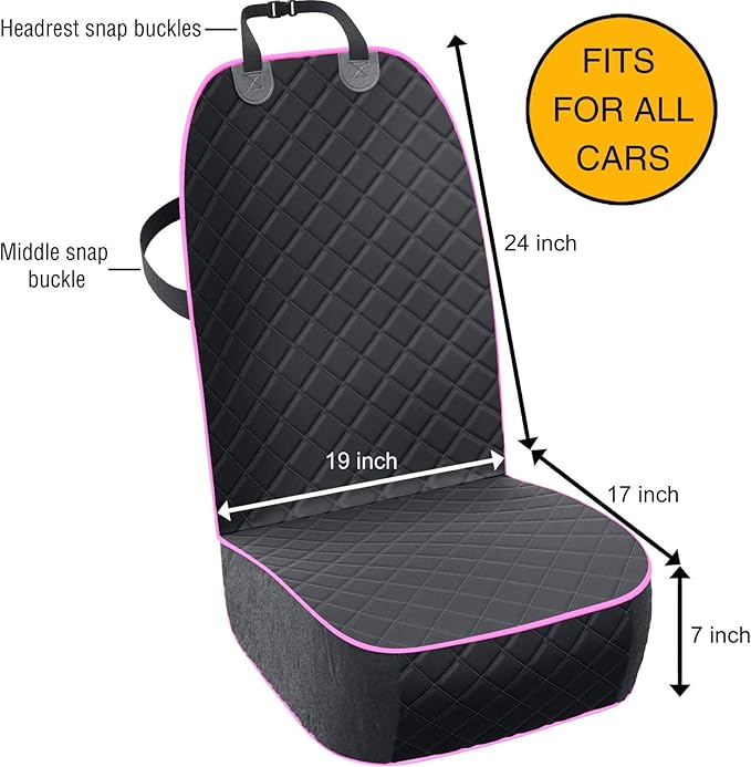 Active Pets Dog Car Seat Cover, Waterproof Front Seat Protector for SUV Truck Sedan, Pet Safety Travel Comfort System with Universal Fit, Pink-PurrikoPets