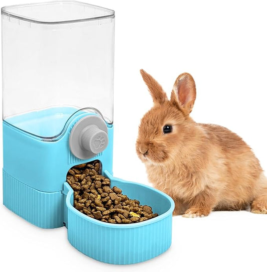 Fhiny Rabbit Food Dispenser, 40oz Large Capacity Hanging Gravity Bunny Feeder for Cage Automatic Guinea Pig Feeding Bowls Pet Food Storage for Guinea Pig Bunny Ferret Chinchilla Cat Puppy-PurrikoPets