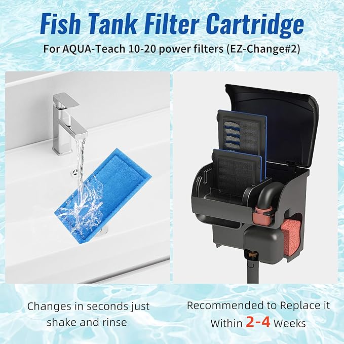 16 Pack Aquarium Filter Cartridge for Marineland Rite-Size B & for Aqua-Tech EZ-Change #2, Fish Tank Filters for Aqua-Teach 10-20 Power Filter and for Marineland Penguin PRO Power Filters 100/125/175-PurrikoPets