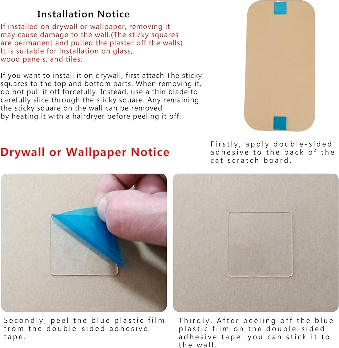 4 Pcs Cat Scratcher Wall Mounted Scratch Pad +Cat Scratcher Box Door Cat Nail File Scratcher for Wall Modern Cute Cardboard Vertical Cat Scratching Post, Furniture Protector-PurrikoPets