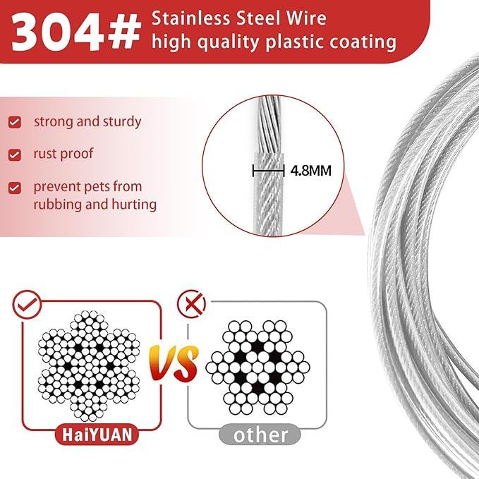 Dog Tie Out Cable 10/15/20/25/30FT Dog Run Cable Rosy Pink/Blue/Purple/Silver/Red/Green/YellowTie Out Cable for Large Dogs Heavy Duty for Outside Hold Large Dogs Up to 250LBS-PurrikoPets