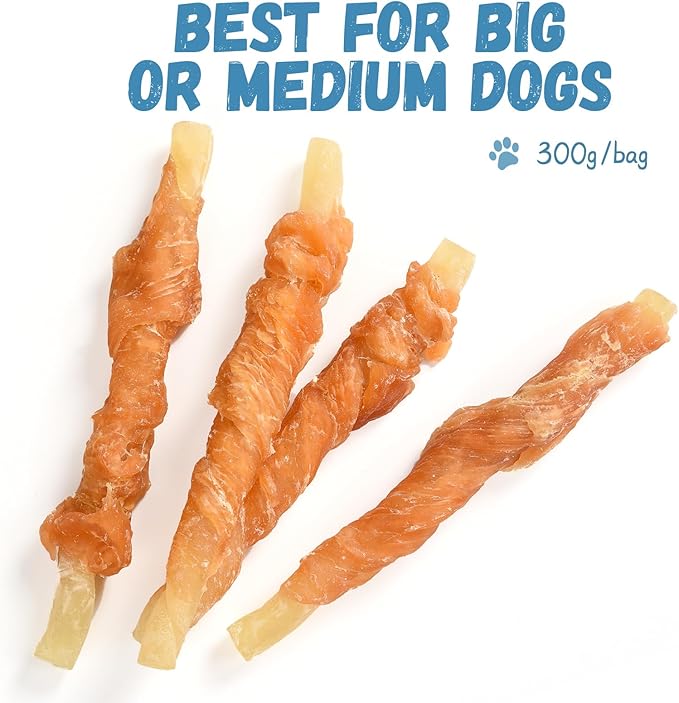 Dog Treats Chicken Wrapped Cod Sticks, Natural Chicken Cod Jerky Treats Rich in Omega-3, High Protein Chewy Training Treats Dog Snacks for Small Medium Large Dogs, 15-17 Counts, 10.6 oz-PurrikoPets