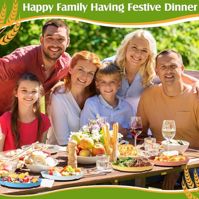 9" Unbreakable Divided Plates Set of 5, Wheat Straw Plate Reusable Dinnerware Portion Control Plate, Round Bariatric Plastic Plate for Kids Adults, BPA-free, Dishwasher Safe-PurrikoPets