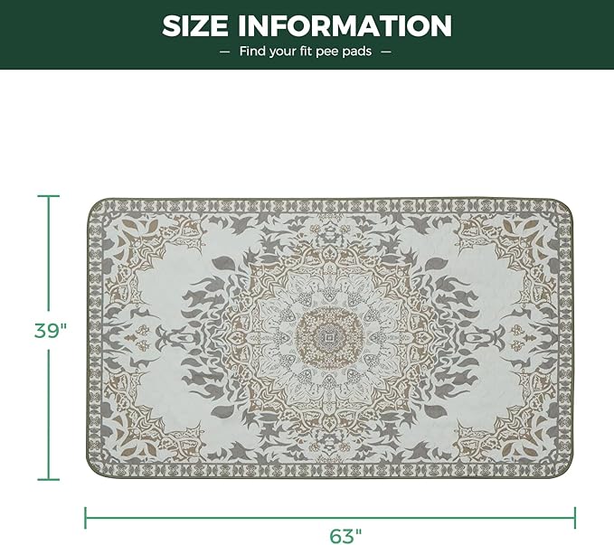 FXW Washable Pee Pads for Dogs, Puppy Pads with Super Absorbent, Specifically Designed for FXW Rollick/Homeplus 24 inch 6 Panels Dog Pen, 63" × 39" Rectangle, Boho, 1 Pack-PurrikoPets