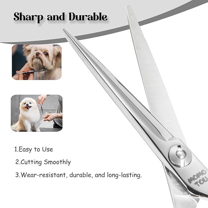Dog Grooming Scissors 5 inch Small Straight Scissors Super Light Professional 440C Stainless Steel Pet Shears for Trimming Face and Paws Nose Ear Easy Use.-PurrikoPets