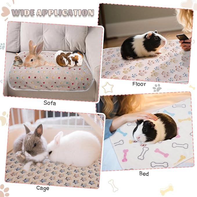 6 Pack Guinea Pig Cage Liner, Washable Guinea Pig Fleece Blankets Beding Accessories, Flannel Throw Warm Sleep Mat, Pet Pee Pads for Small Animal Hamster Rabbit Puppy Cat (26x14 Inch)-PurrikoPets