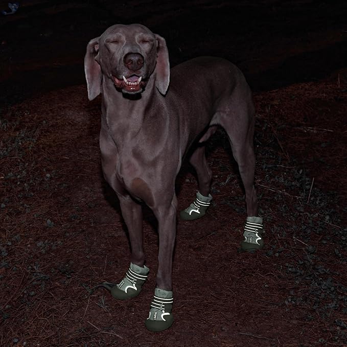 Dog Shoes Winter Snow Boots for Large Size Medium Dogs Reflective Anti-Slip Paw Protectors for Rain Booties Hot Pavement Hardwood Floors Running Water-Resistant Dog Shoes (Green, 4# (S))-PurrikoPets