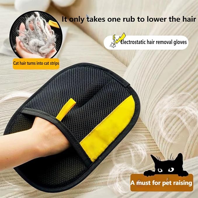 Fursweep Gloves Pet Hair Remover, Kivori Pet Grooming Glove, Pet Hair Remover Electrostatic Gloves, Furmingle Double Sided Cat Grooming Glove, Reusable Cat & Dog Hair Remover, for Couch, Carpet-PurrikoPets