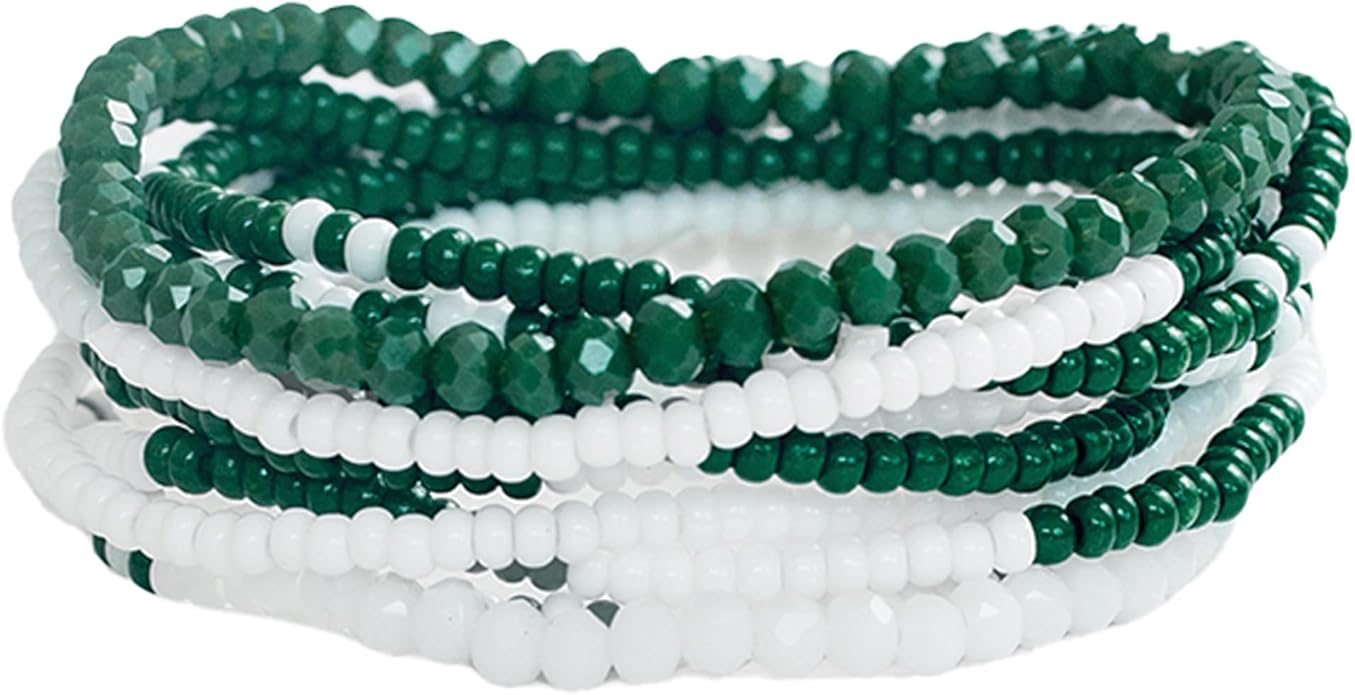 INK + ALLOY Game Day Bracelet Stacks, Beaded Bracelets for Football Gameday Outfits, Handmade Jewelry for College Students, Teachers, Football Moms, Set of 10