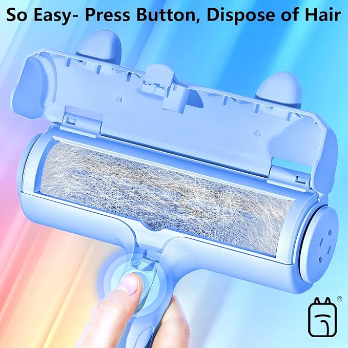 ACE2ACE Pet Hair Removal Tool, Lint Roller Brush for Cats and Dogs, Reusable Self Clean Pet Fur Remover, Pet Hair Remover for Laundry, Carpet, Furniture, Couch, Sofa and Bedding (Blue)-PurrikoPets