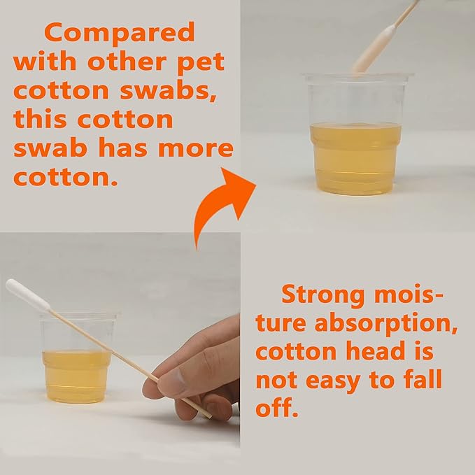 6 Inch Long Cotton Swabs of Medium and Large Pets Ears Cleaning or Makeup 400pcs-PurrikoPets