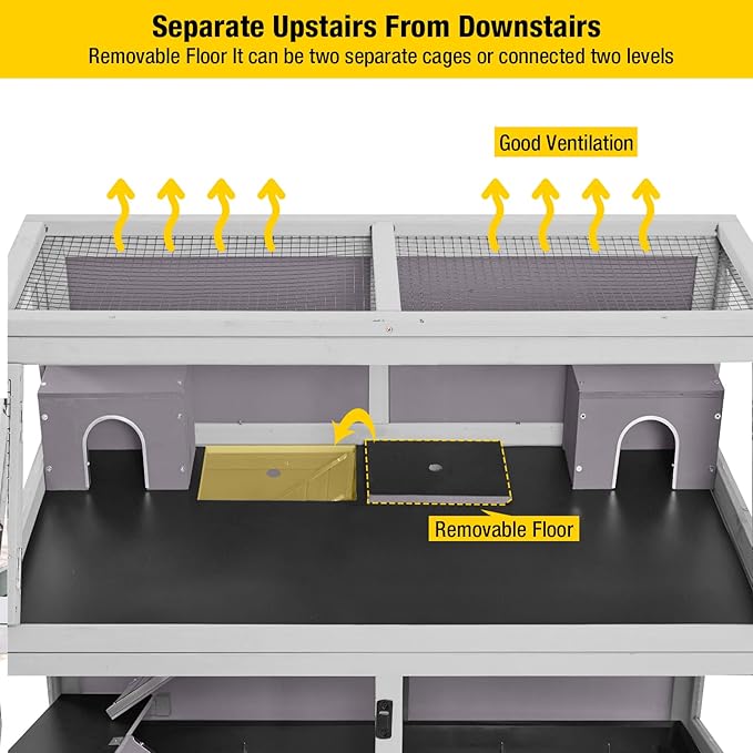 Aivituvin Guinea Pig Cage Chew Proof Hamster Cage Metal Frame Rat House Small Animal Habitat Critter Nation Cage 2 Levels Double Use Movable-PurrikoPets