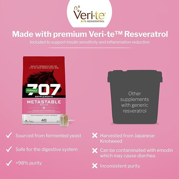 Formula 707 MetaStable Pellets for Horses 5 lb Bag – 40 Servings – University-Studied Support for Horses with Laminitis, Insulin Resistance & Metabolic Disorders-PurrikoPets