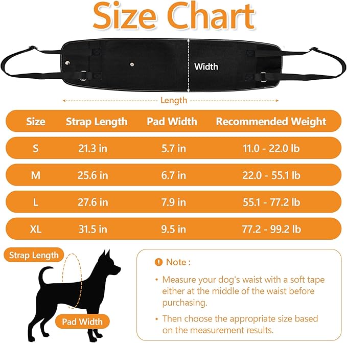 Dog Lift Harness Dog Sling for Large Dogs, Portable Dog Carrier Sling for Back Legs, Ajustable Hip Support Harness for Weak Rear Leg, Assist Senior Disabled Joint Injuried and After ACL-PurrikoPets