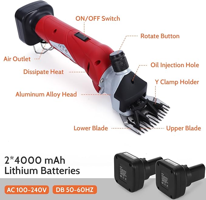 DUCKBOY Cordless Sheep Shears Clippers, Rechargeable Animal Pet Hair Clipper Groomer Shears 380W 18V for Animal, Goats, Cattle, Farm Livestock Pet, Hair Shaving-PurrikoPets