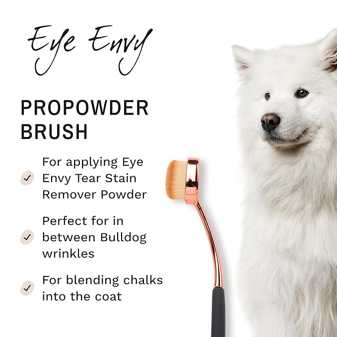 Eye Envy ProPowder Applicator Brush for Dogs and Cats. Use to Safely and Evenly Apply Tear Stain Powder. Large. Washable Superfine Fiber Hair. Long Tapered Bristles. Ergonomic Handle-PurrikoPets