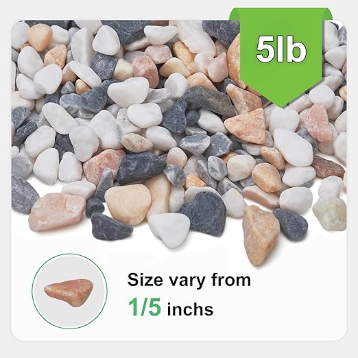 5 lbs Small Rocks for Plants, 1/5 Inch Pebbles for Indoor Plants, Natural Decorative Pea Gravel for Aquarium, Fish Tank, Terrarium, Succulents, Bamboo Plants, Vases, Cactus, Crafts-PurrikoPets