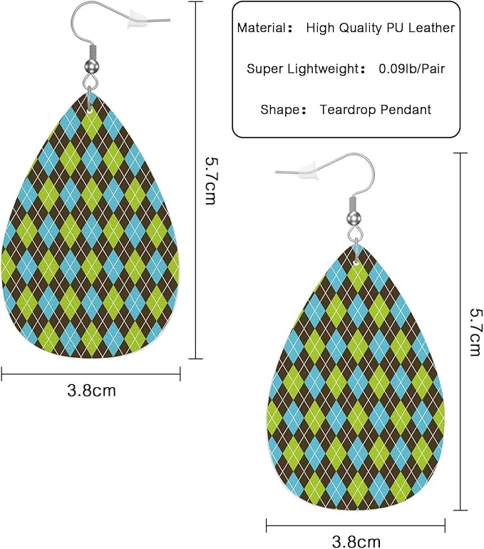 Argyle Pattern Teardrop Earrings
