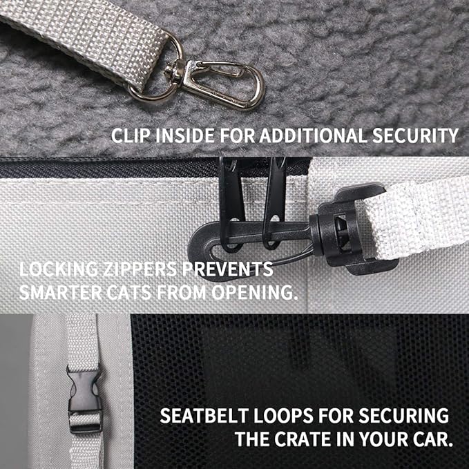 Extra Large Cat Carrier Soft Sided, Portable Small Dog Carrier for 2 Cats, 24"x16.5"x16" Car Travel Folding Comfortable Design with Bowl, Blue-PurrikoPets