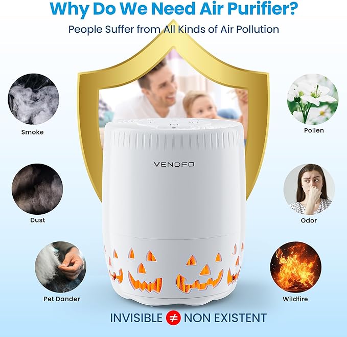 Air Purifiers for Home Bedroom up to 1076ft², True HEPA Air Filters Dust Pets Smoke Hair, 3 Fan Speeds Quiet, Timer Settings, Rechargeable Air Cleaner Office, Bedroom, Pets, Car-PurrikoPets