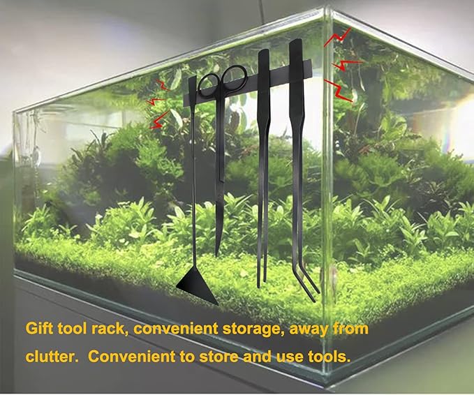 4Pcs Aquascaping Tools Kit, Long Stainless Steel Aquarium Plant Tools with Black Anti-rust Coating, Aquarium Tweezers, Scissors, and Scrapers for Aquascaping Cleaning（Magnetic Tool Holder）-PurrikoPets