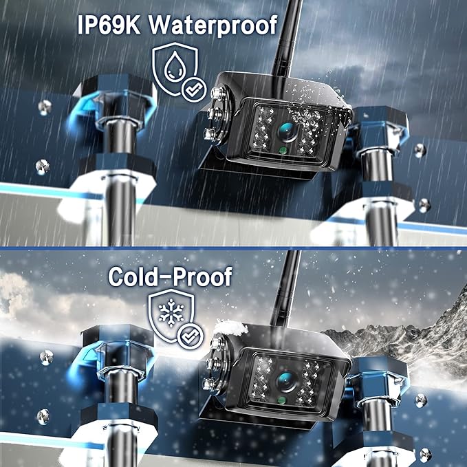 1080P Wireless Backup Camera System with 10 Inch DVR 4 Split Monitor, IP69 Waterproof Stable Signal Record Wireless 1 Rear and 2 Side View Cameras for RV Truck Trailer Camper (BW103)-PurrikoPets