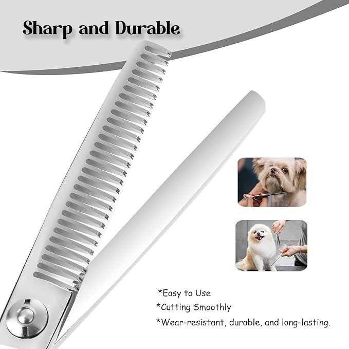 Dog Grooming Scissors 5 inch Small Thinning Scissors Super Light Professional 440C Stainless Steel Pet Shears for Trimming Face and Paws Nose Ear Easy Use.-PurrikoPets